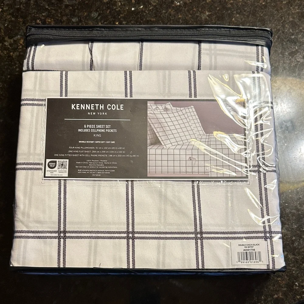 Kenneth Cole Black and White Checkered Sheet Set